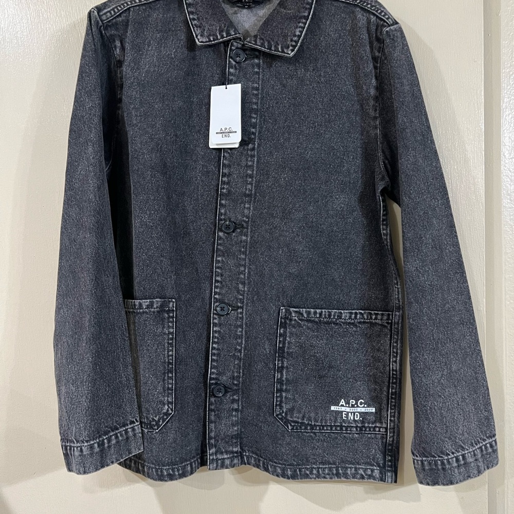 A.P.C. Men's Washed Black Denim Chore Jacket